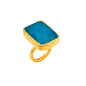 Preview: Ring aus Messing vergoldet, türkis blauer Chalcedon